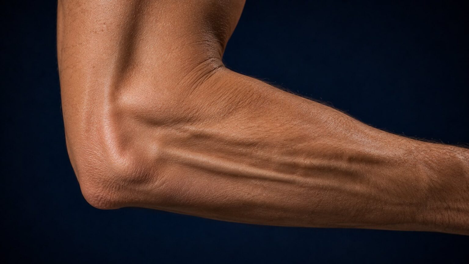 Codo y antebrazo masculino lateral — tratamiento de epicondilitis y codo de tenista con PRP por el Dr. Félix López, Madrid